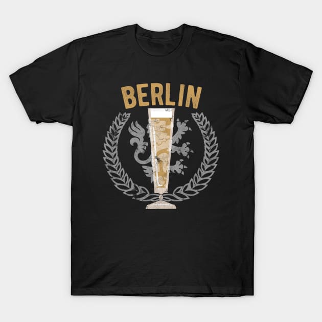 German Beer Lovers Gift Berlin Germany with Pilsner Glass T-Shirt by SeaLAD